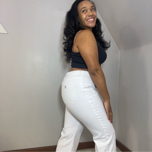 Vintage Tommy Hilfiger jeans mid rise white pants flare leg cropped denim Y2K - Picture 4 of 16